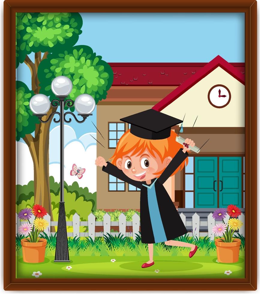 A picture of nursery girl in graduation costume vector