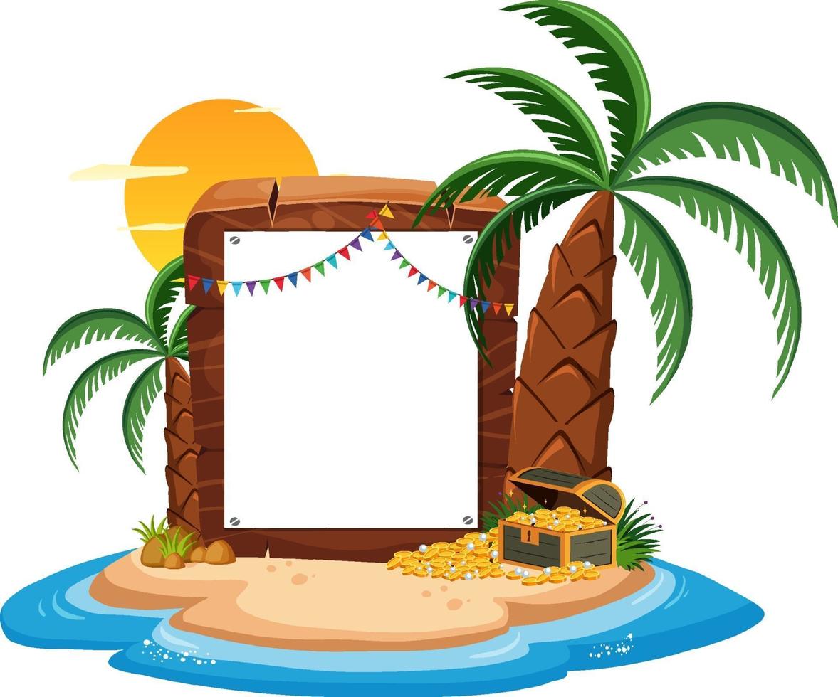 Pirate Island with blank banner template isolated vector