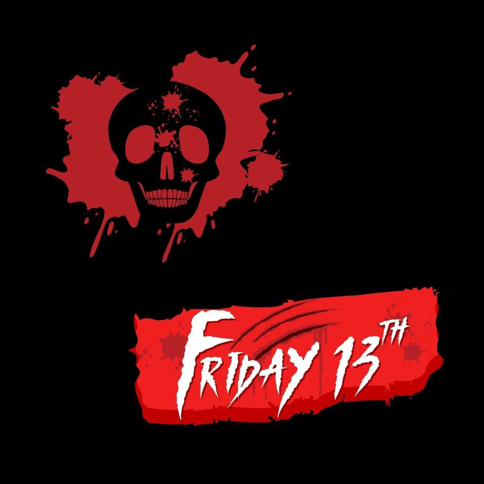 Halloween Friday 13th with bloody skull vector