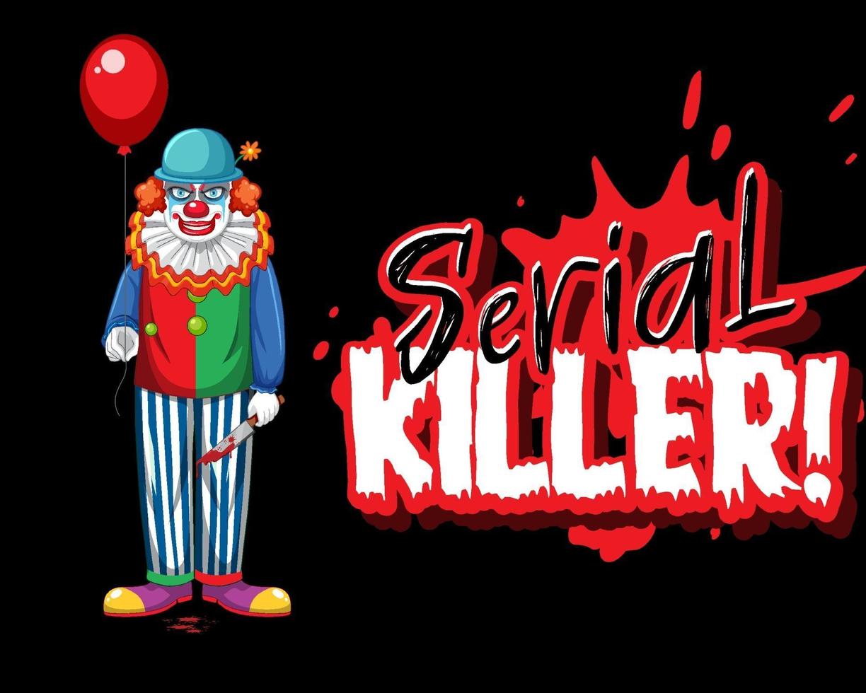 Serial killer logo with creepy clown vector