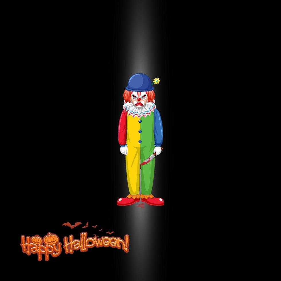 Happy Halloween logo with creepy clown vector