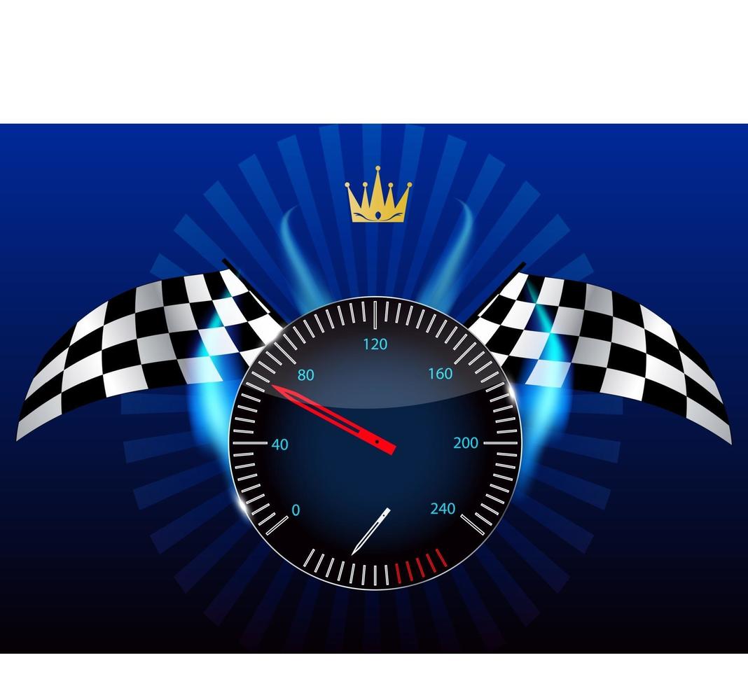 Checkered flag, speedometer. Vector Illustration.