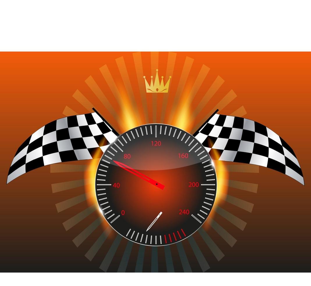 Checkered flag, speedometer. Vector Illustration.