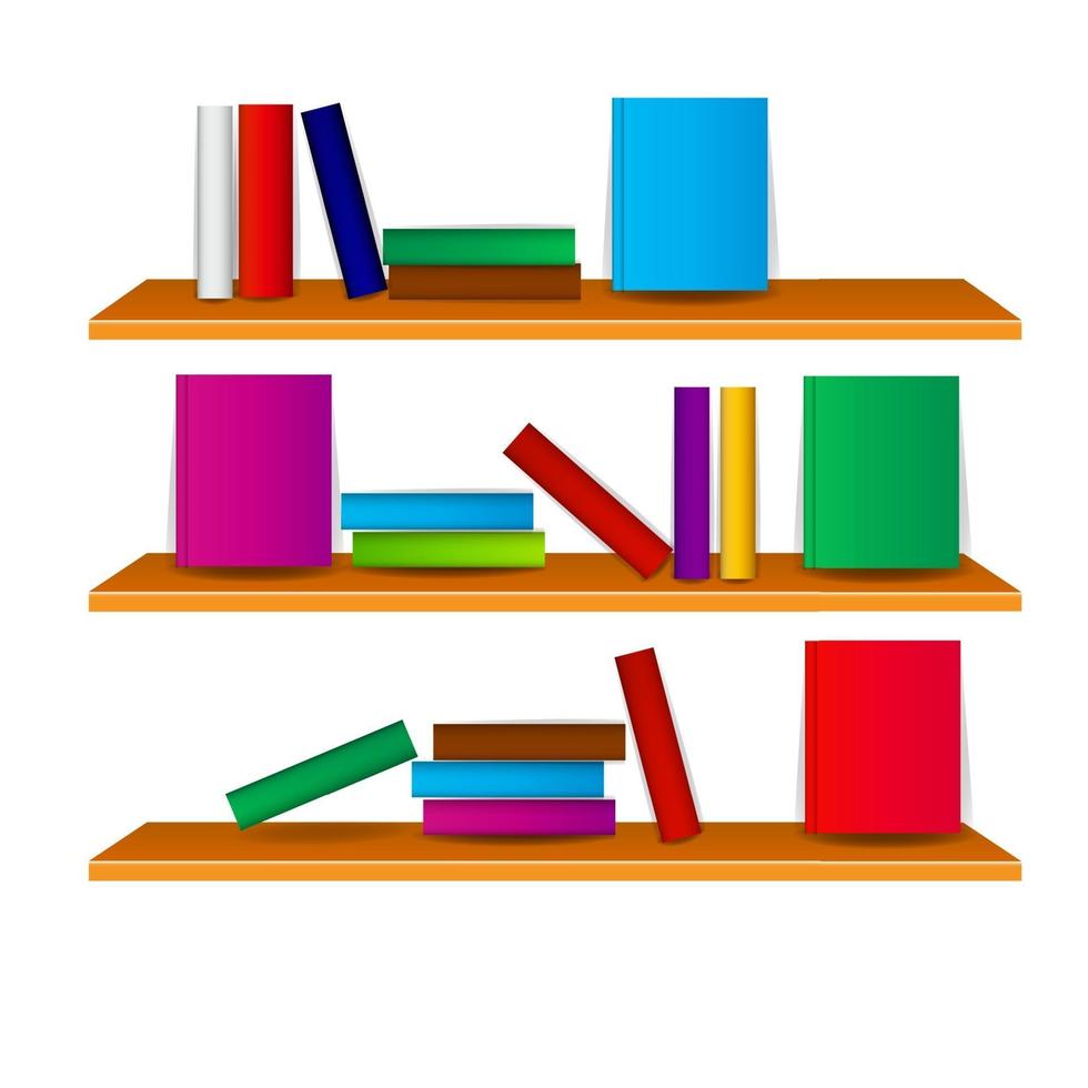 Bookshelf with books vector illustration