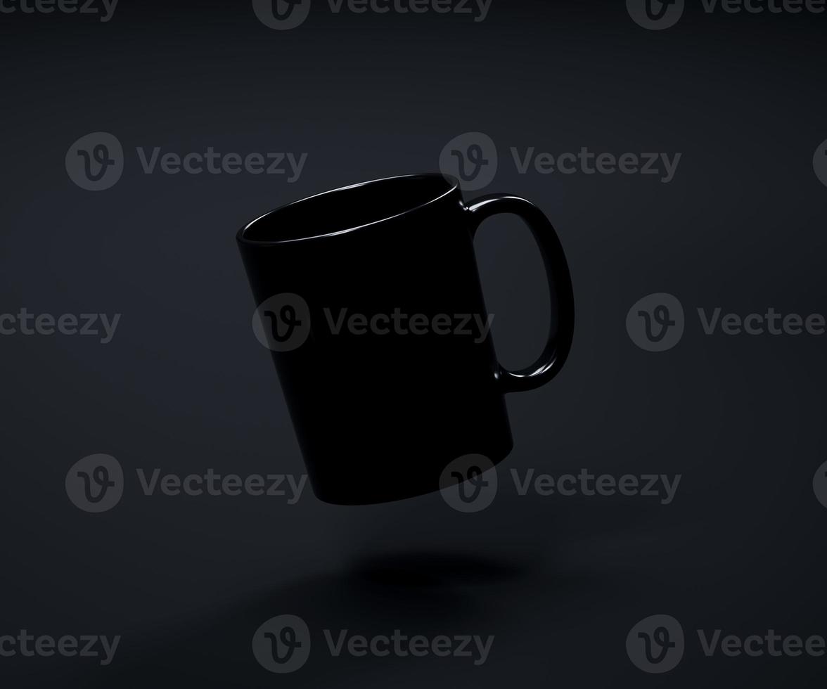maqueta de taza de café flotante oscura foto