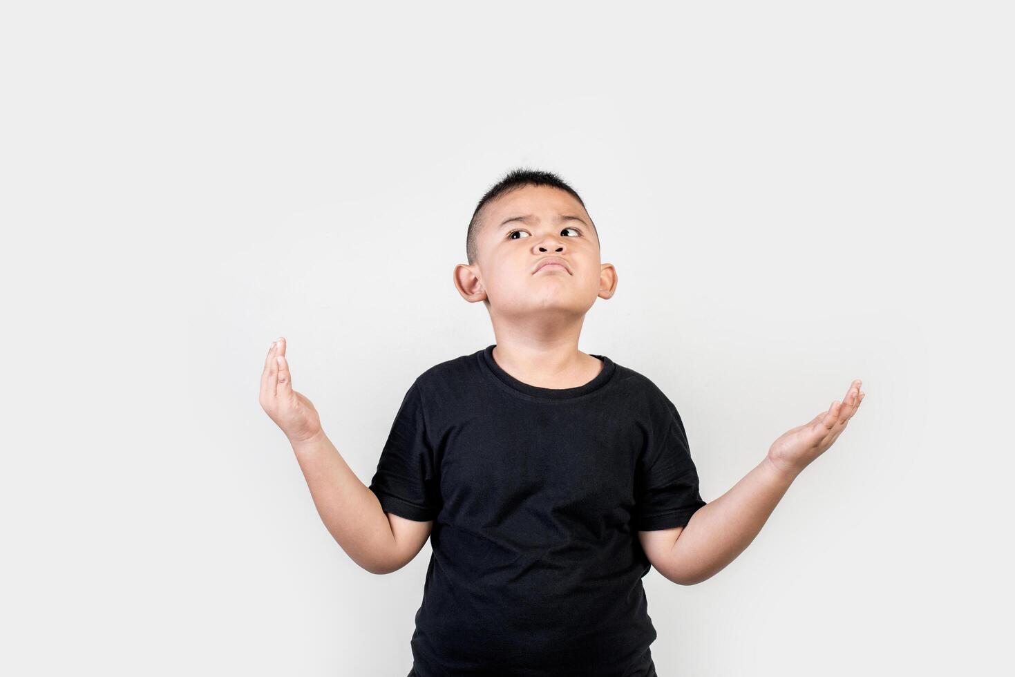 Funny portrait boy studio photo. photo