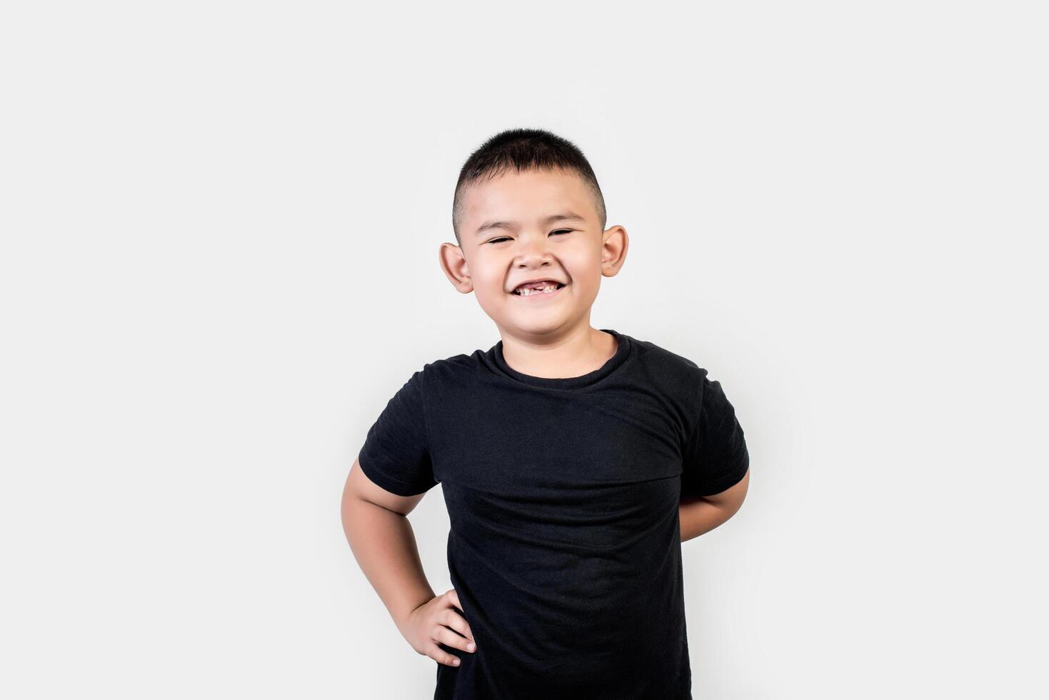 Funny portrait boy studio photo. photo