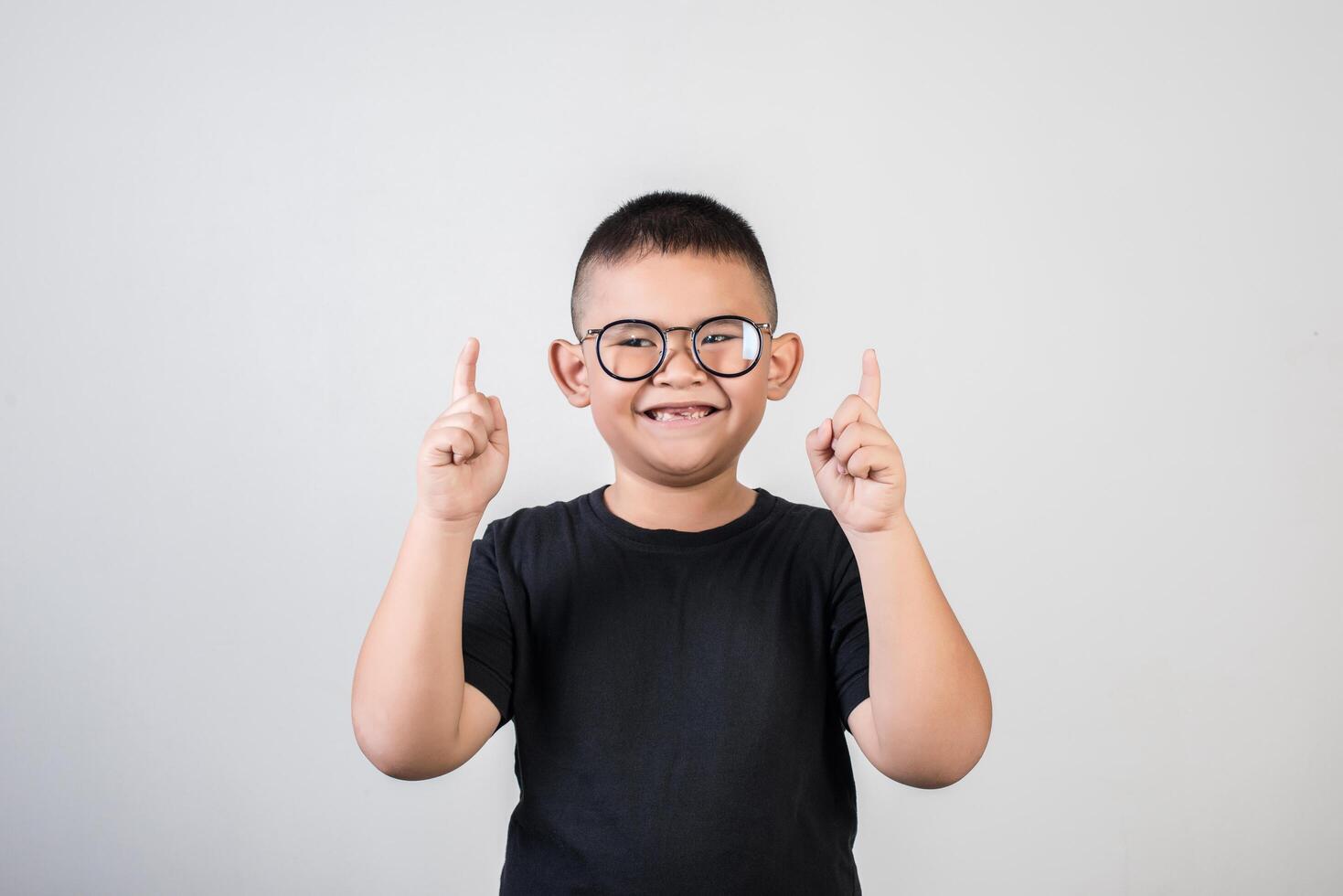 Funny portrait boy studio photo