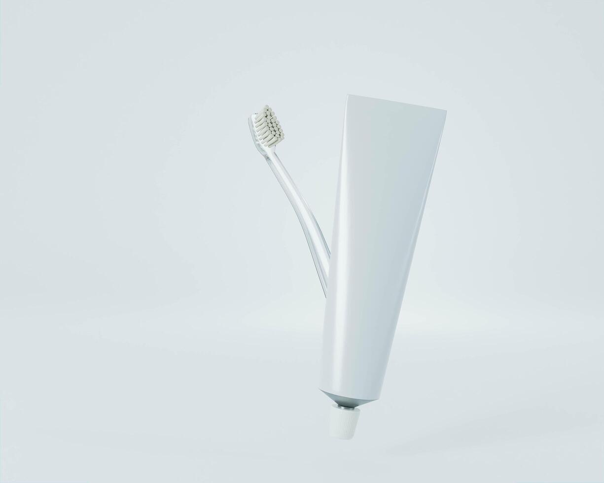 Toothbrush and toothpaste on white background photo