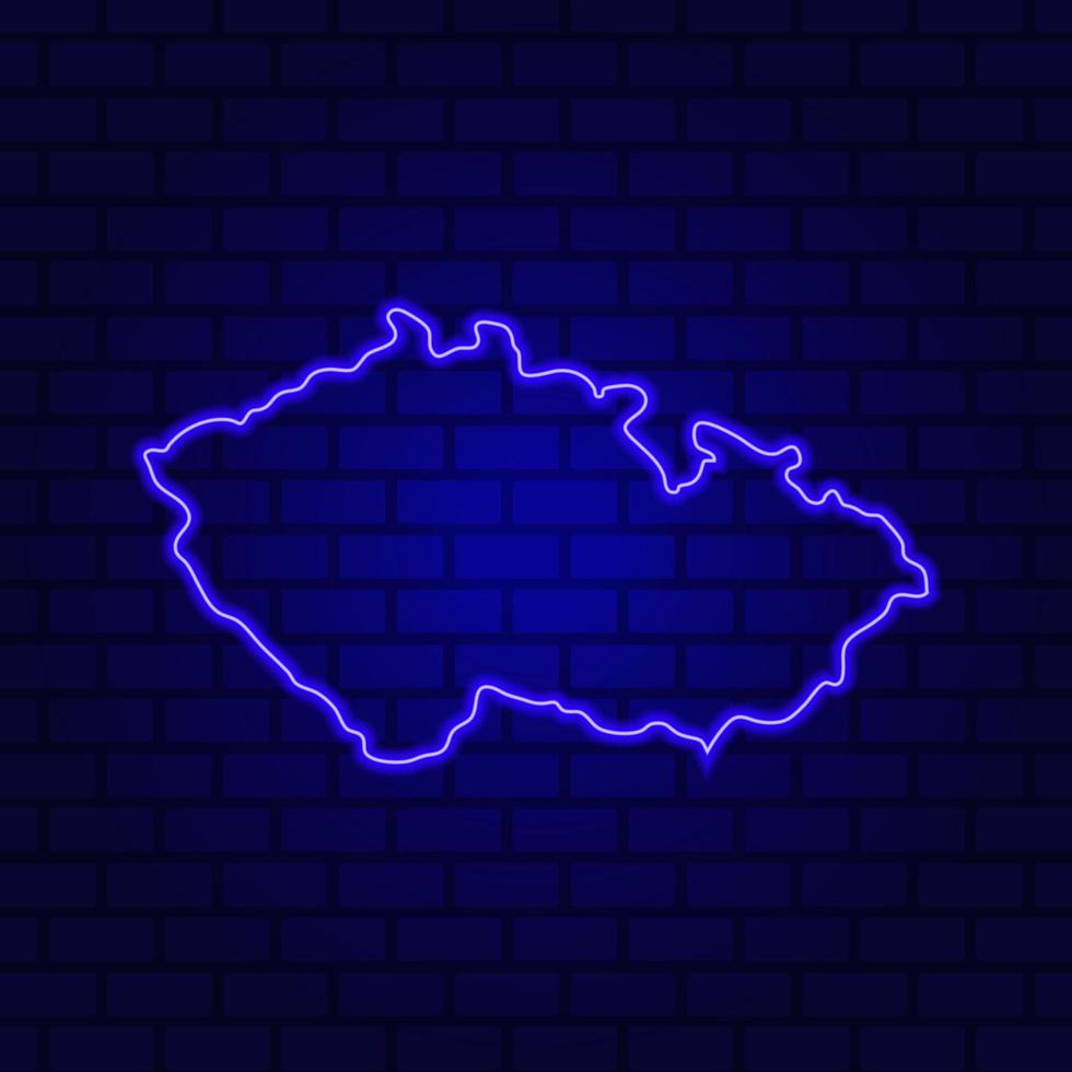 Czech Republic glowing neon sign on brick wall background photo