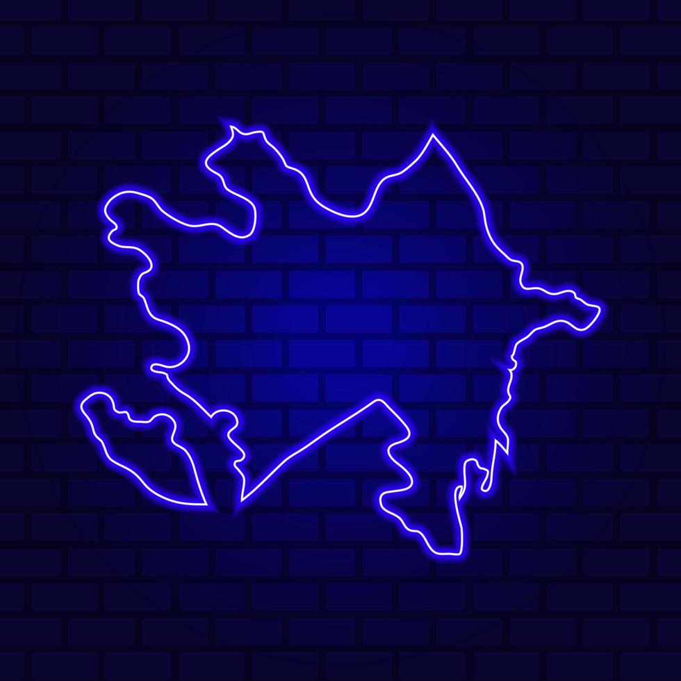Azerbaijan glowing neon sign on brick wall background photo