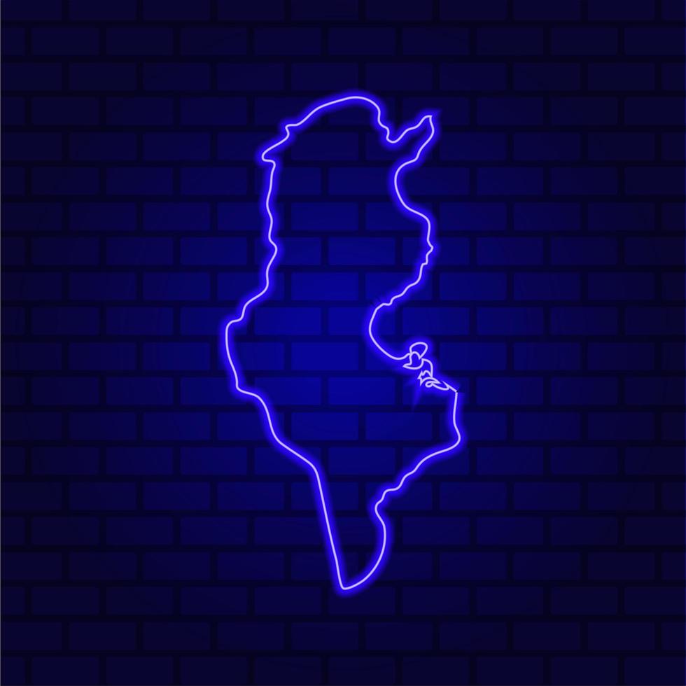 Tunisia glowing neon sign on brick wall background photo