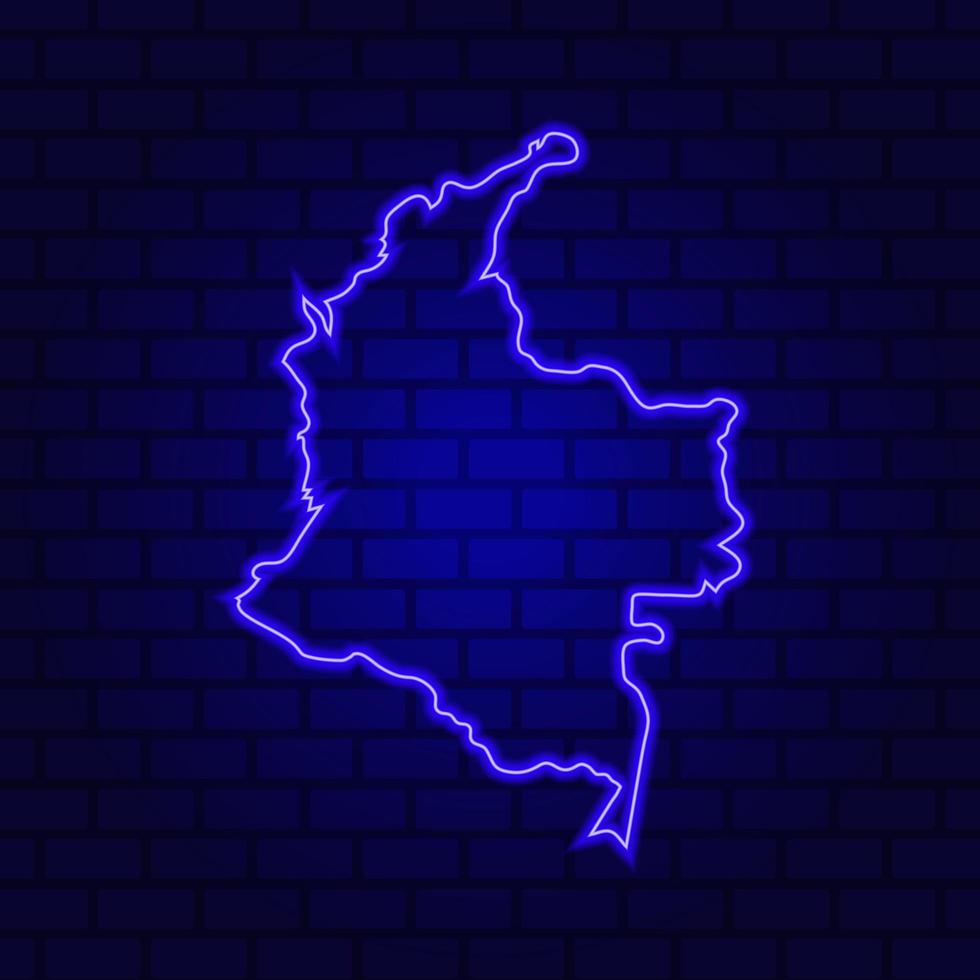 Colombia glowing neon sign on brick wall background photo