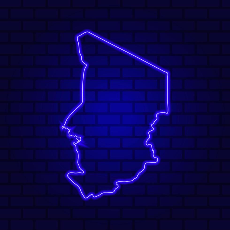 Chad glowing neon sign on brick wall background photo