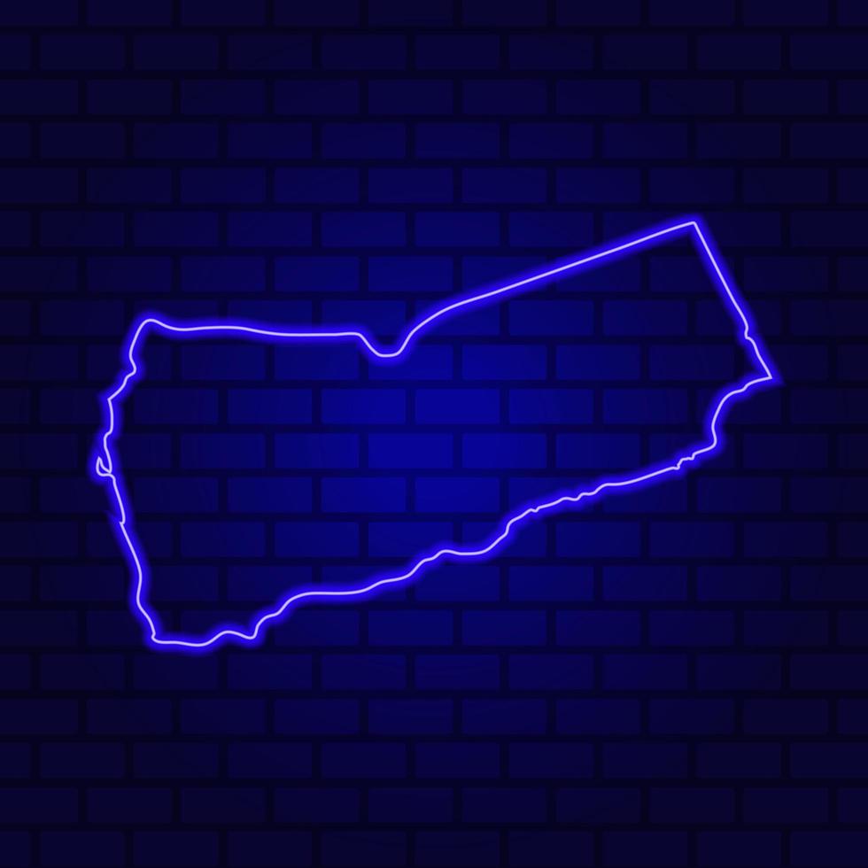 Yemen glowing neon sign on brick wall background photo