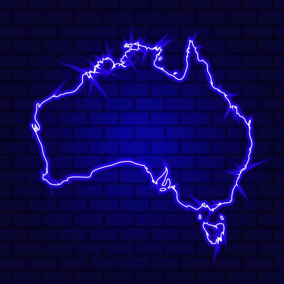 Australia glowing neon sign on brick wall background photo