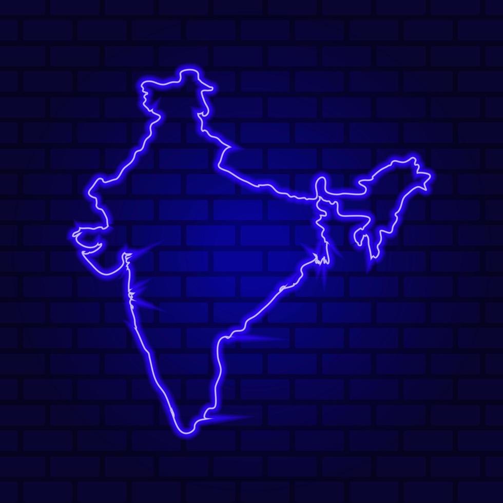 India glowing neon sign on brick wall background photo