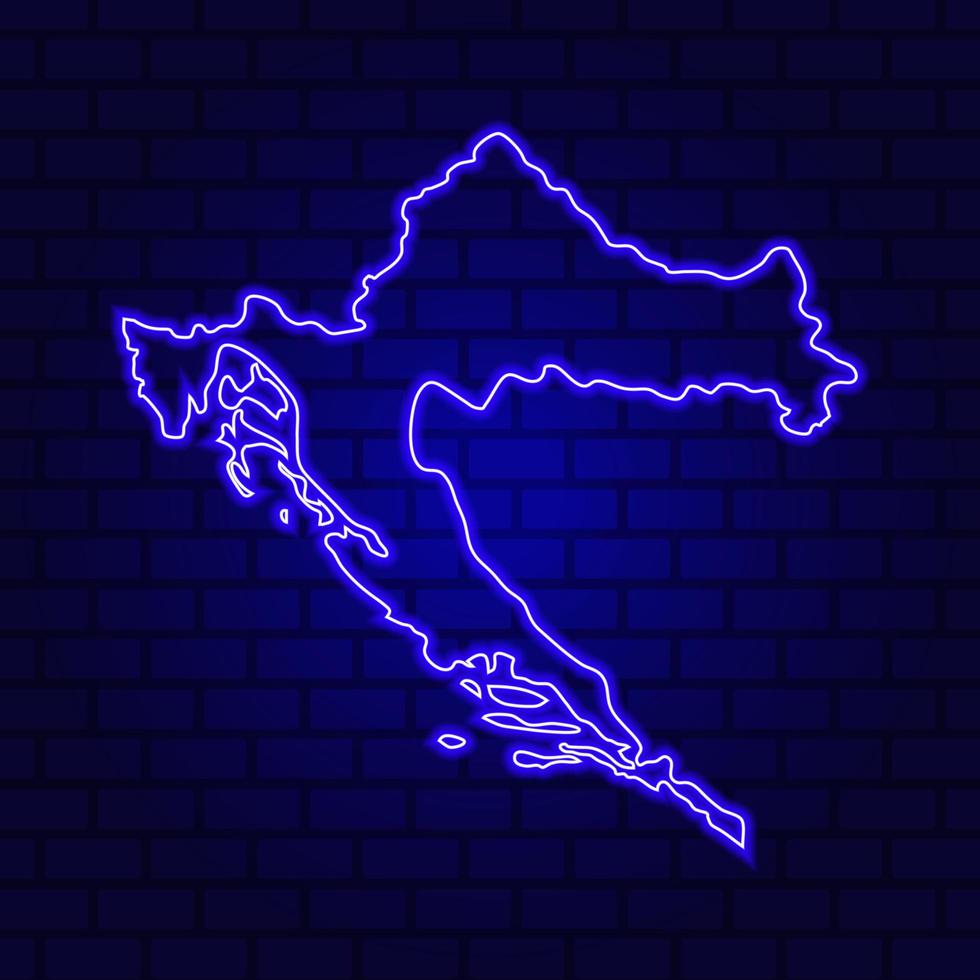 Croatia glowing neon sign on brick wall background photo