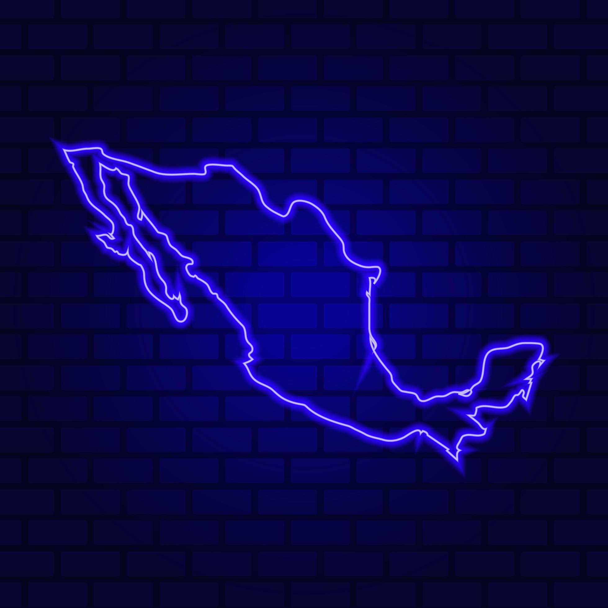 Mexico glowing neon sign on brick wall background 3253968 Stock Photo