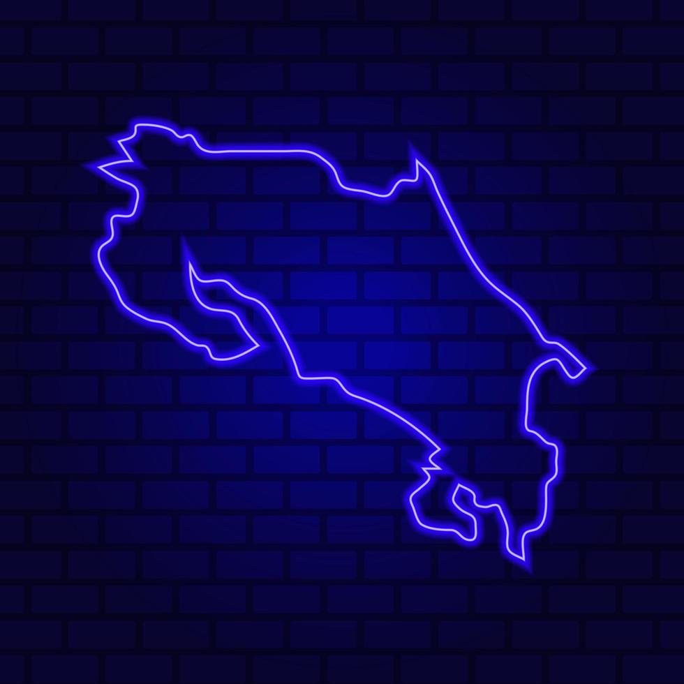 Costa Rica glowing neon sign on brick wall background photo