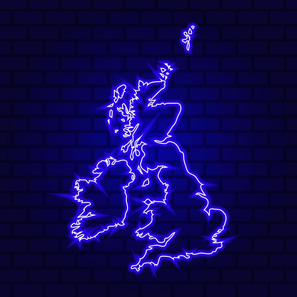 Reino Unido letrero de neón brillante sobre fondo de pared de ladrillo foto