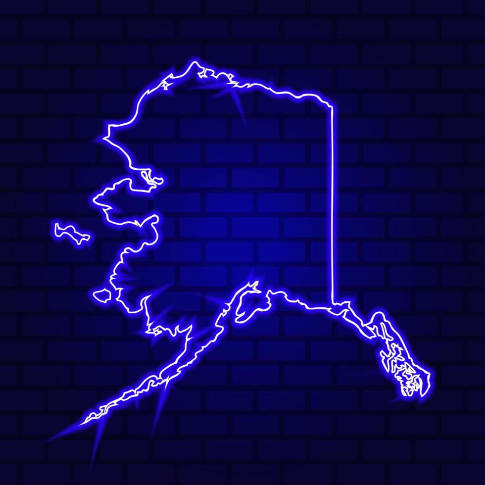 Alaska glowing neon sign on brick wall background photo