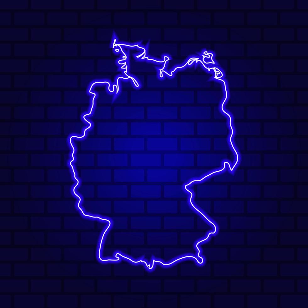 Germany glowing neon sign on brick wall background photo