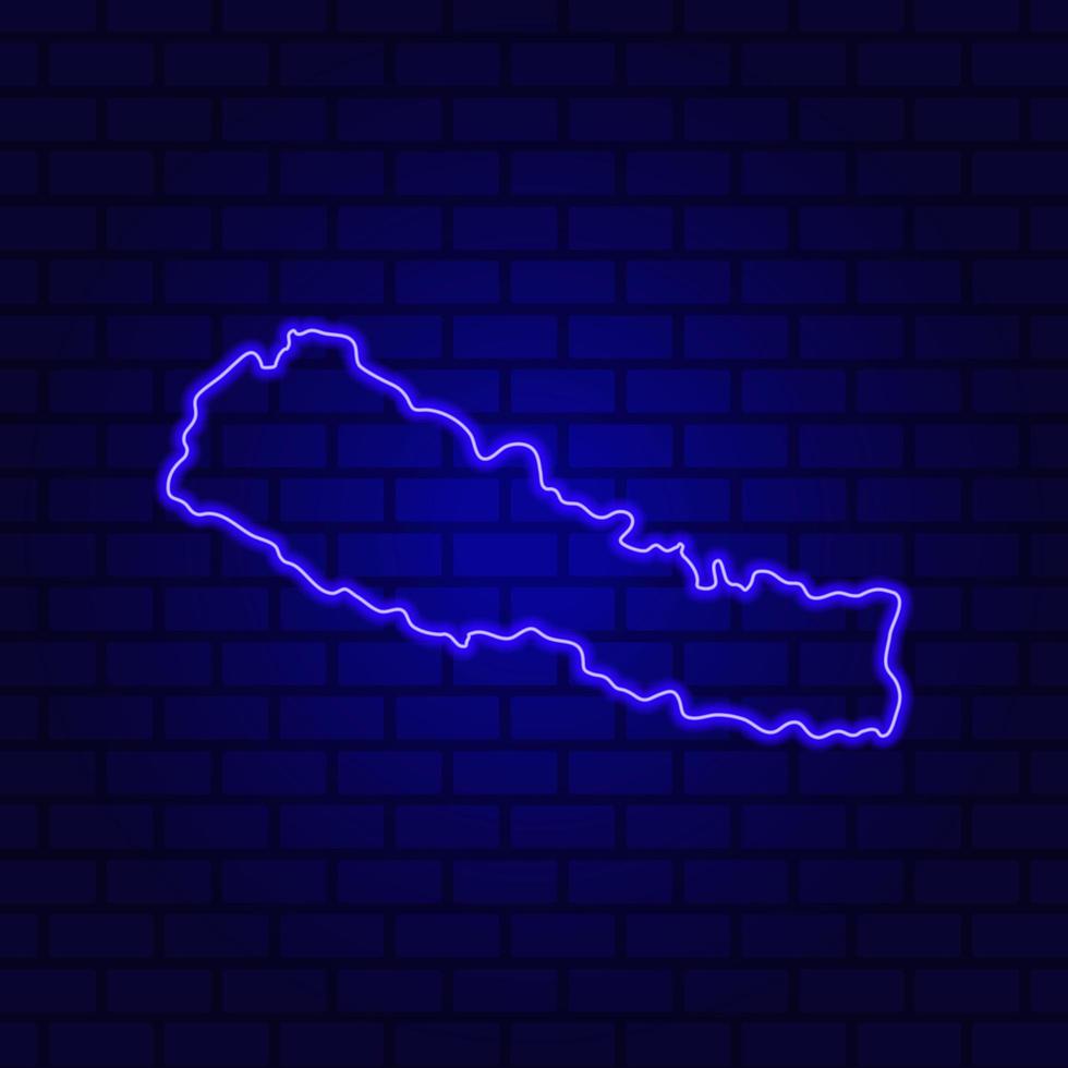 Nepal glowing neon sign on brick wall background photo