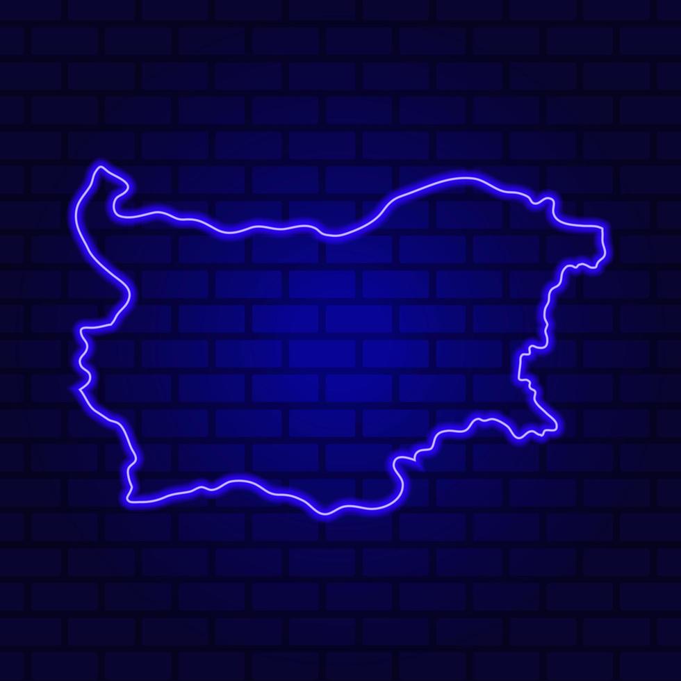 Bulgaria glowing neon sign on brick wall background photo