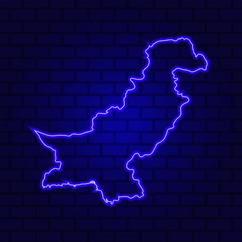 Pakistan glowing neon sign on brick wall background photo