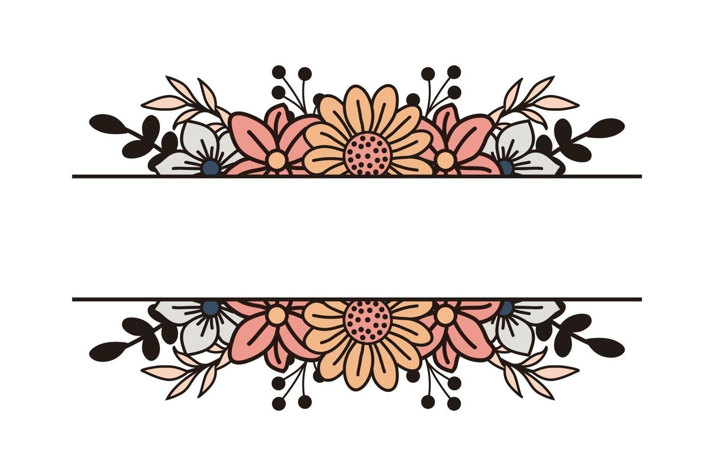 Simple floral design with space in the midle vector