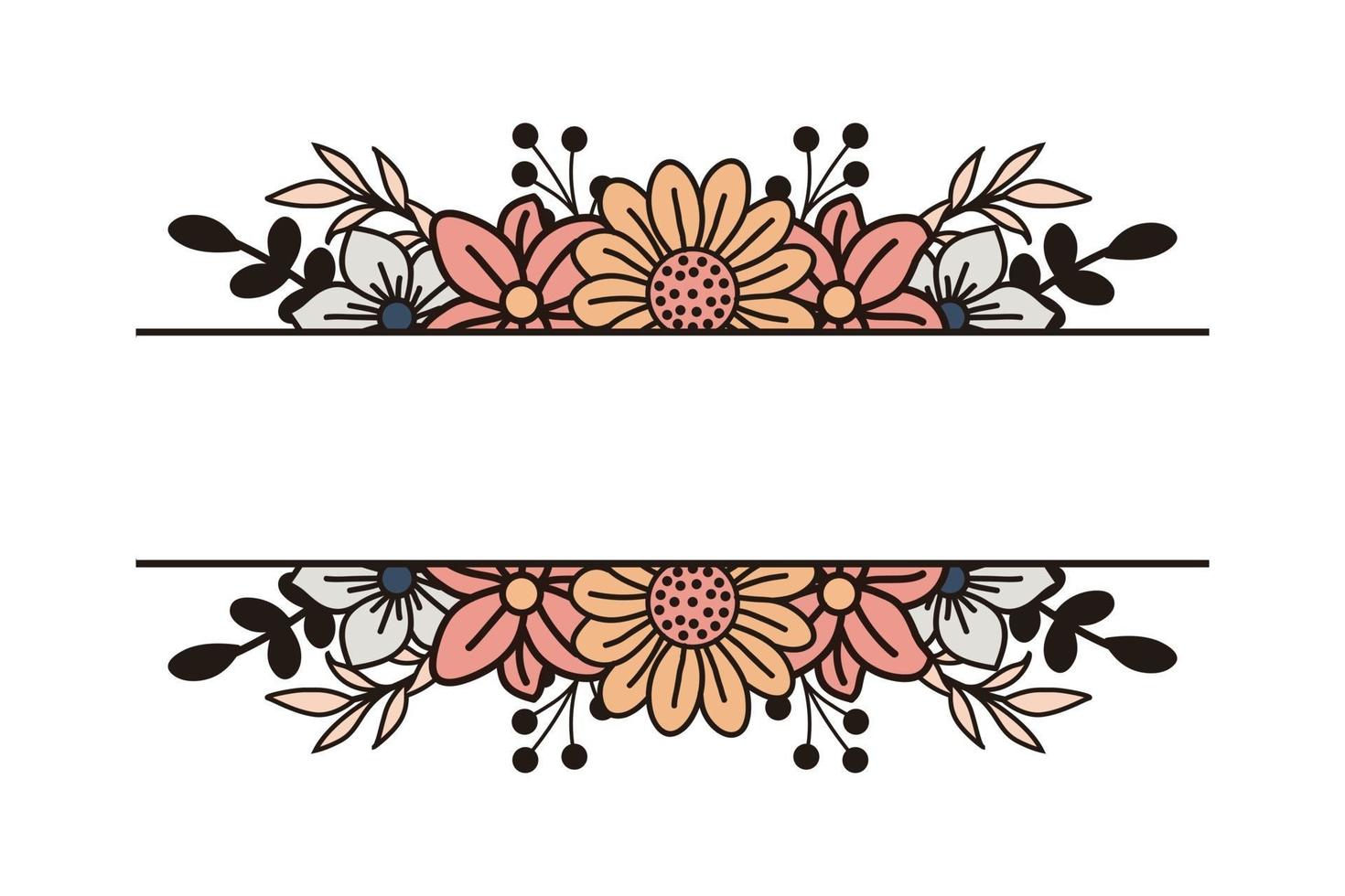 diseño floral simple con espacio en el medio vector