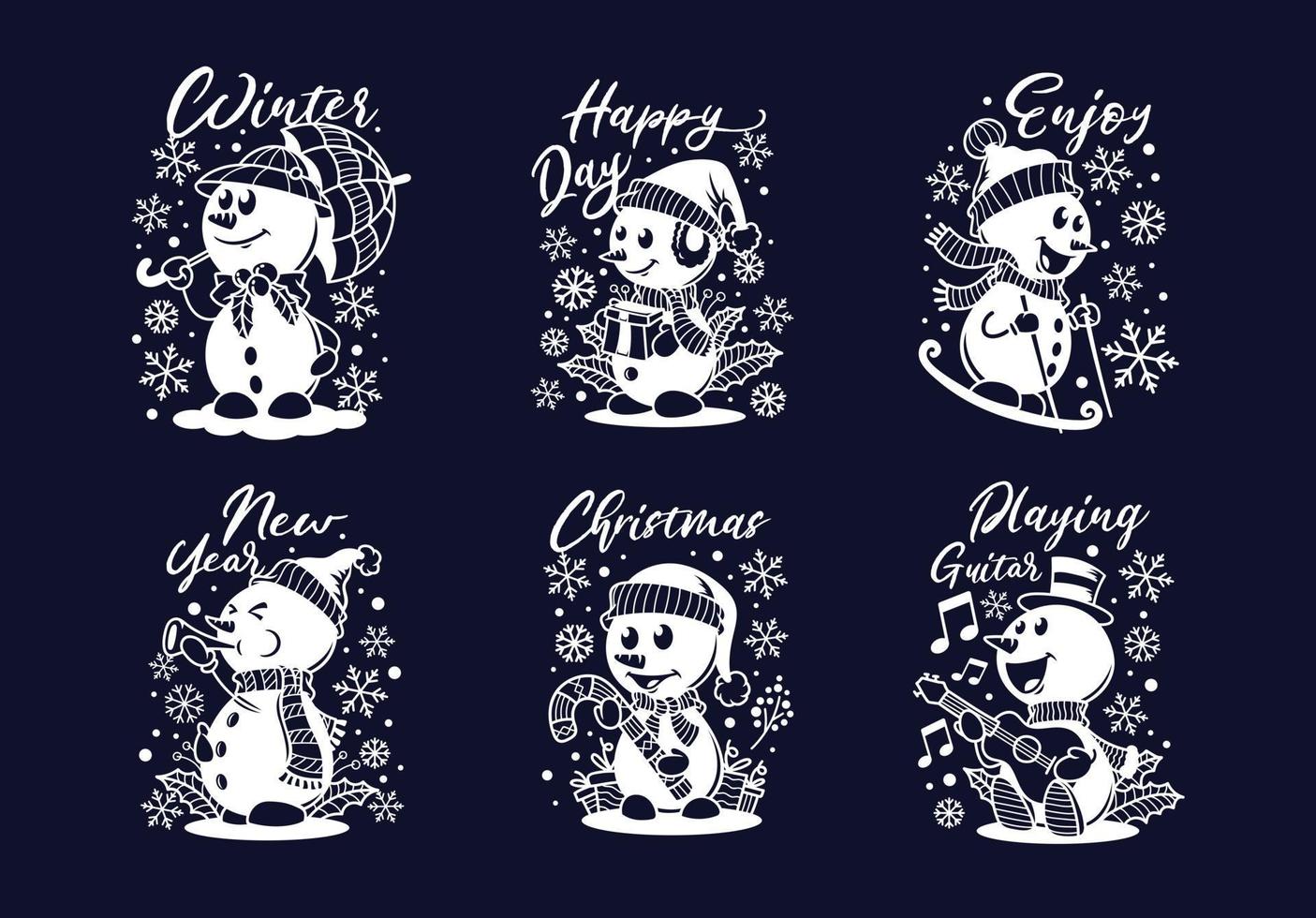 Cute snowman decoration with lettering vector