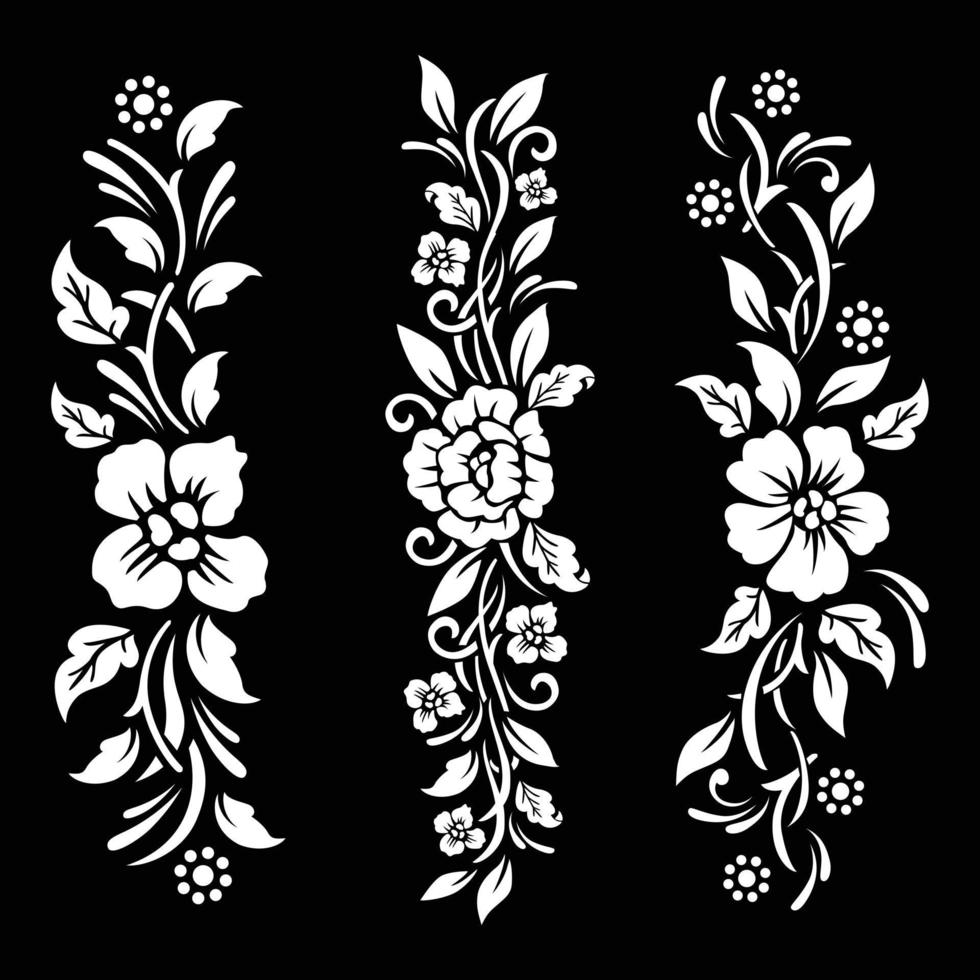 Black and white Floral cut file with temporary tattoo design vector