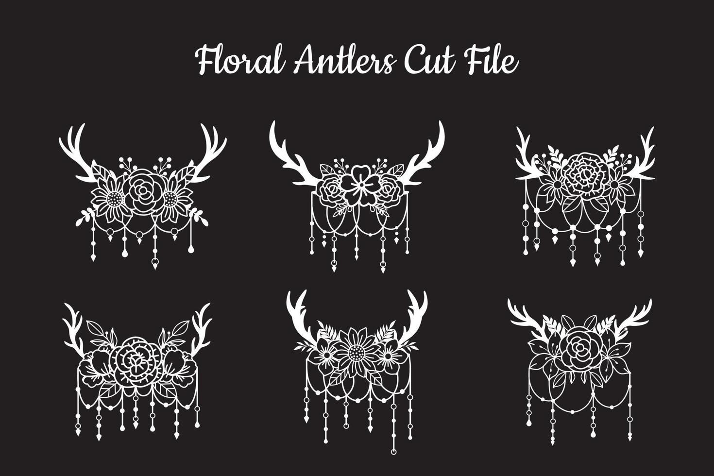 conjunto de decoraciones de cuernos de ciervo de archivo cortado vector