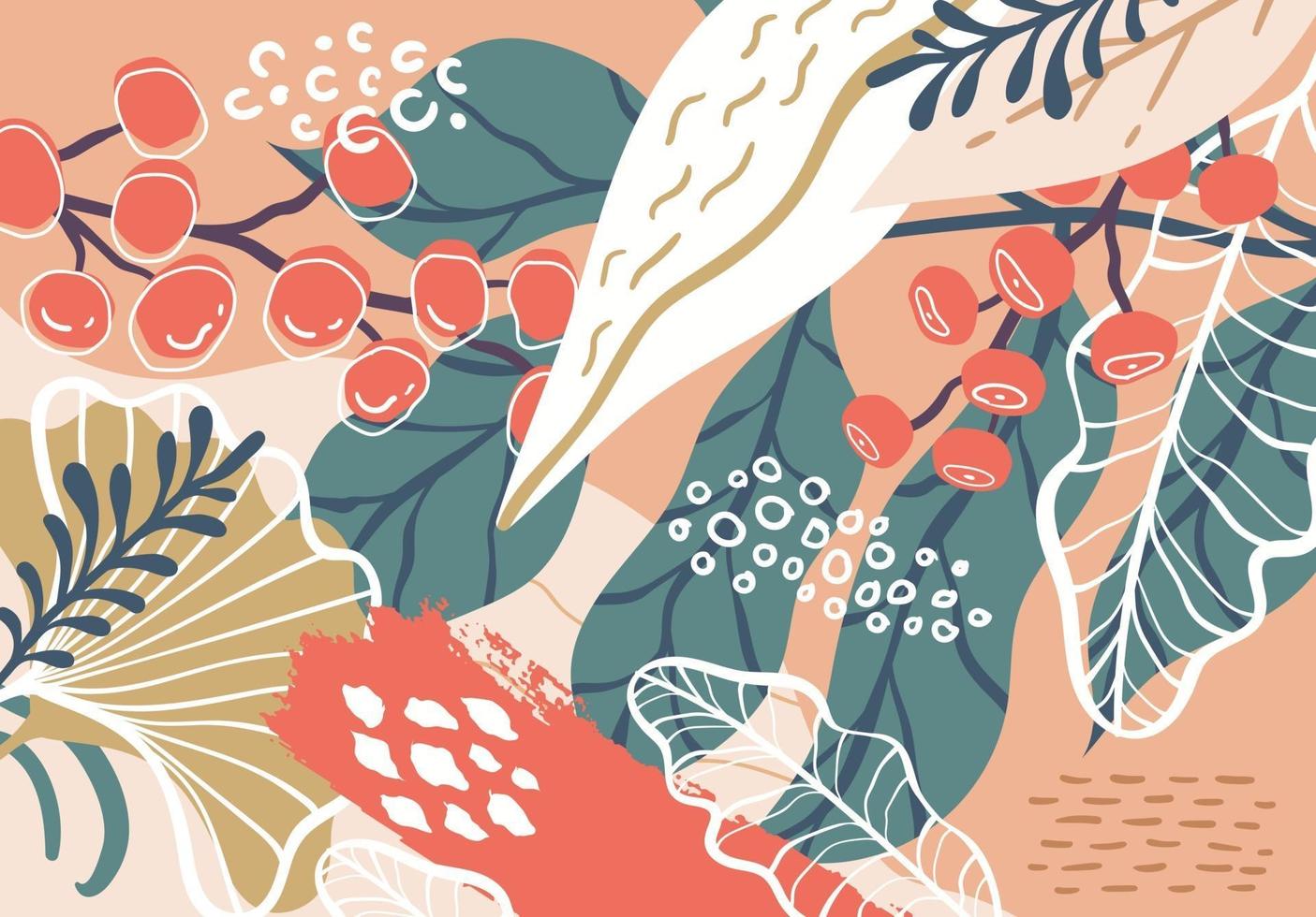 hermoso fondo de arte floral tropical vector