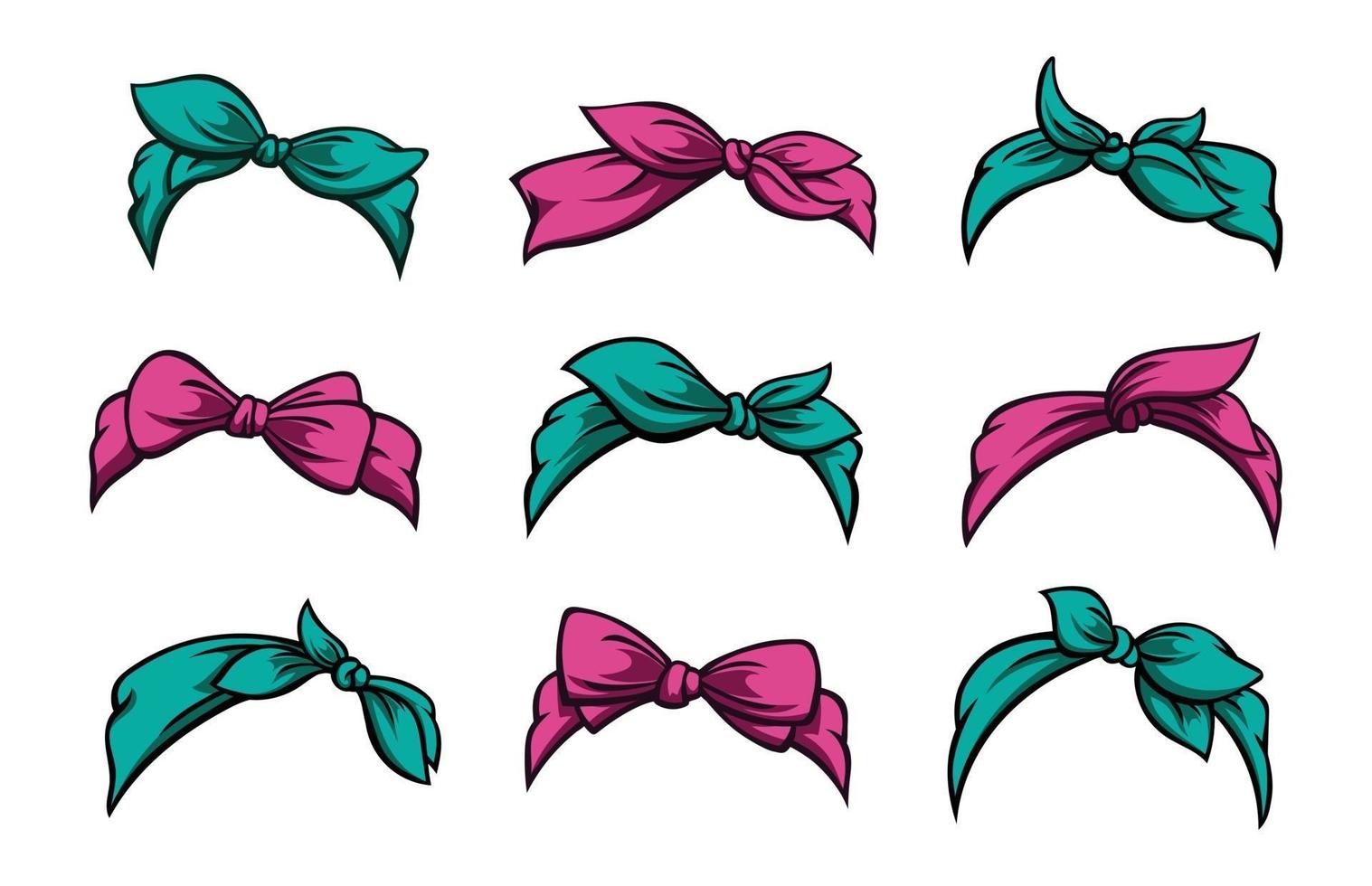 Set of retro headband for woman hairstyles vector