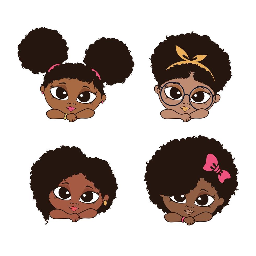 Cute peekaboo girl with afro puff hair vector
