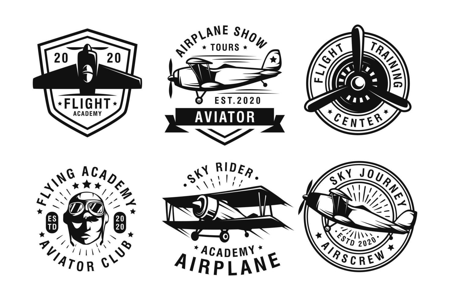 Set of vintage aircraf logo design vector