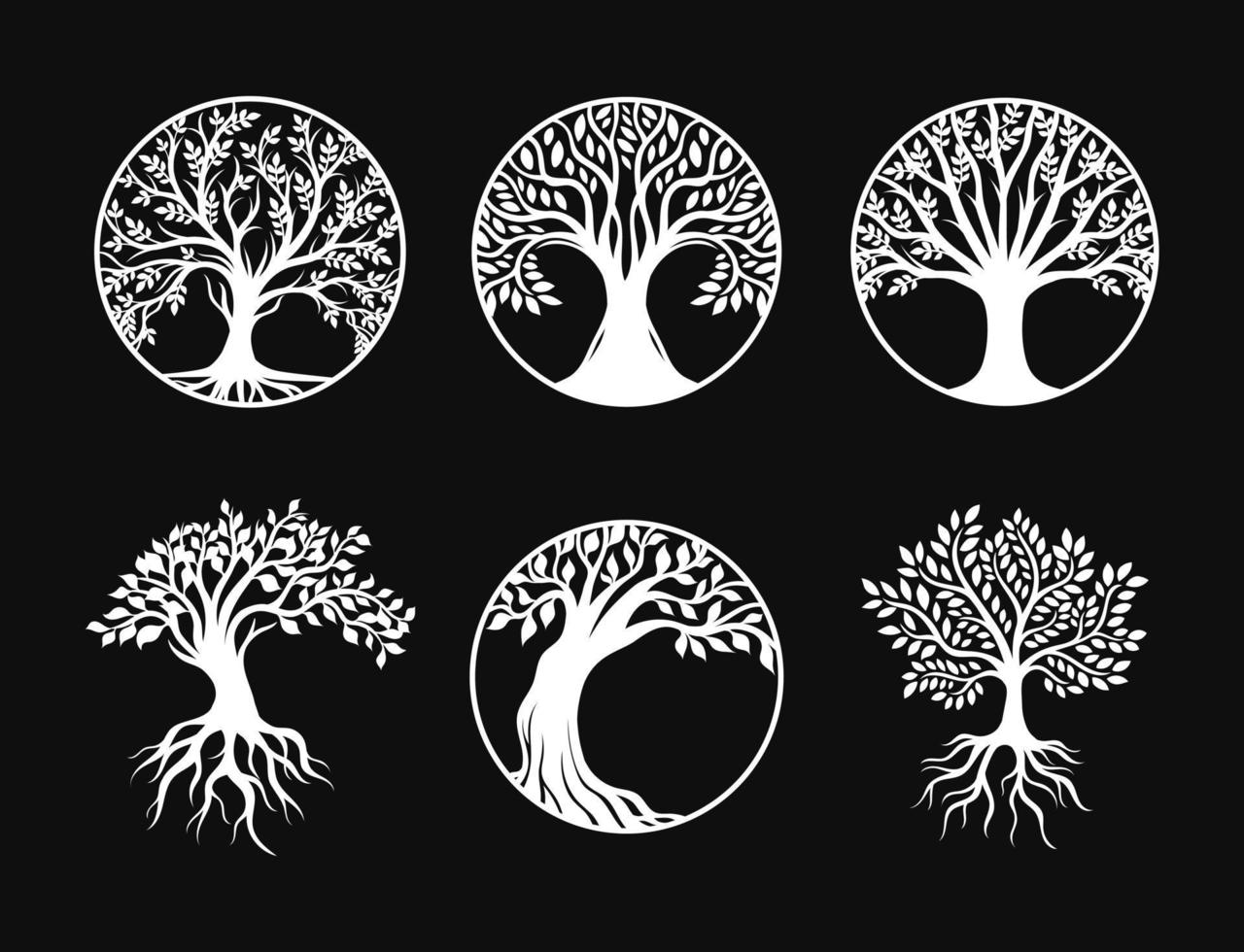 Set of tree of life decoration element vector