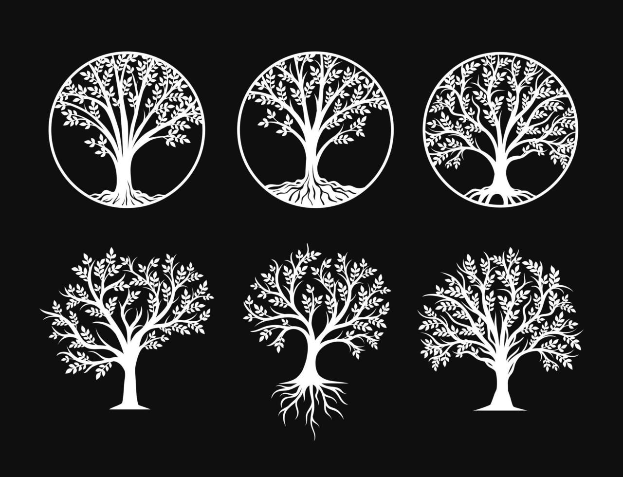 Set of tree of life decoration element vector