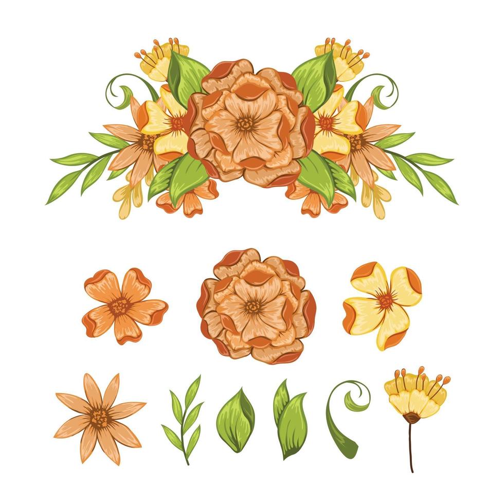 Set of floral vector elements