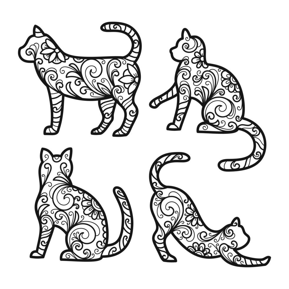 conjunto de gatos decorativos vector