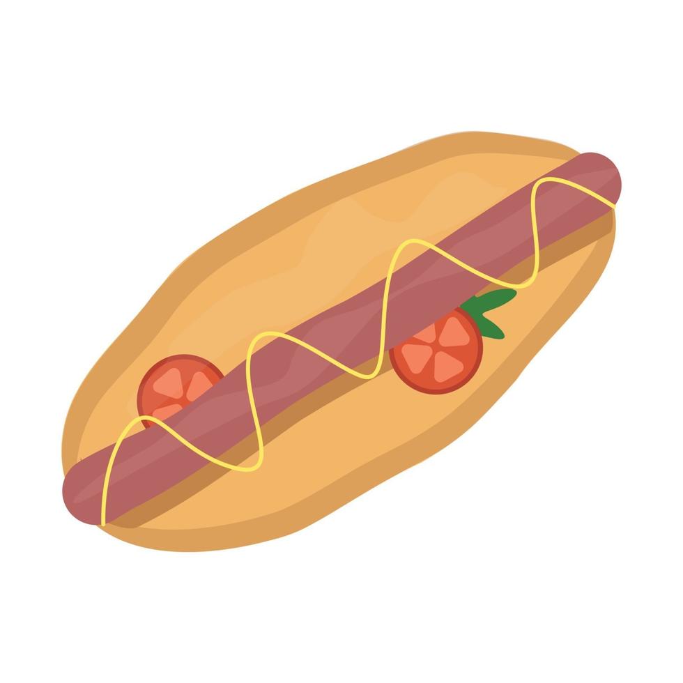 Realistic Sandwich with Sausage and Fresh Vegetables - Vector