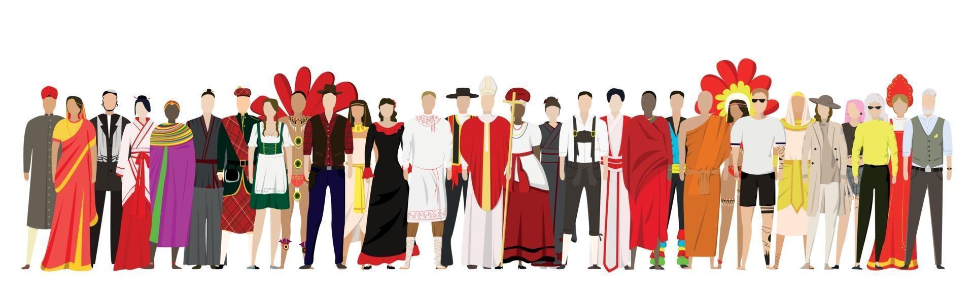 People of different nationalities on a white background - Vector