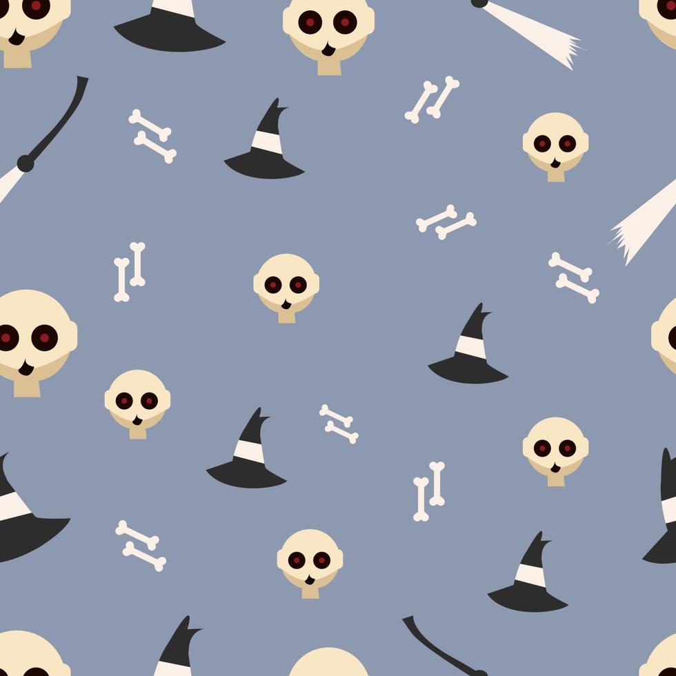 Halloween Seamless Pattern with cute, funny, sweet characters, vector