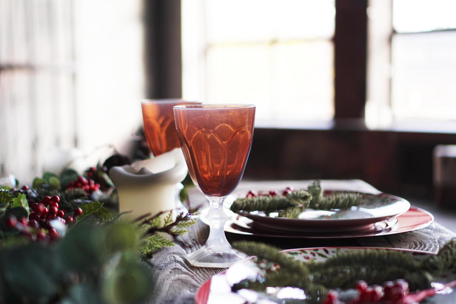 decoración de la cena de año nuevo de navidad foto