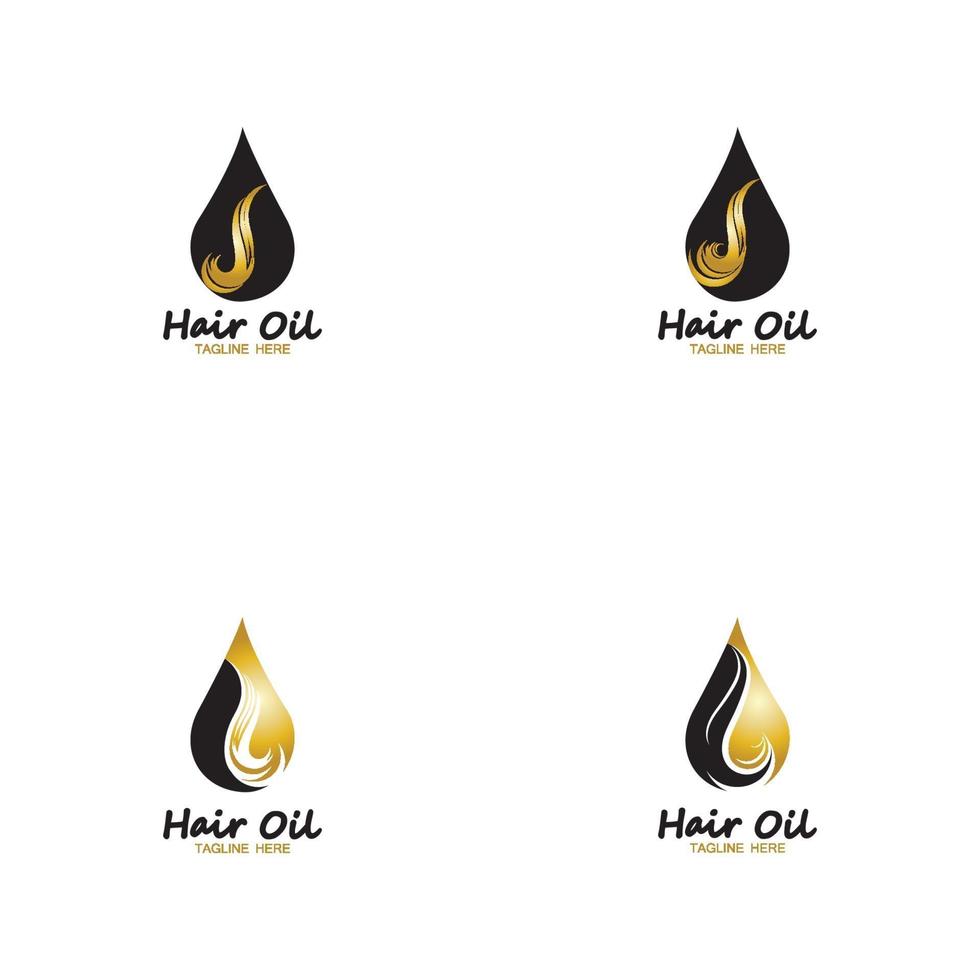 Logotipo esencial de aceite para el cabello con gota de aceite y símbolo-vector del logotipo del cabello vector