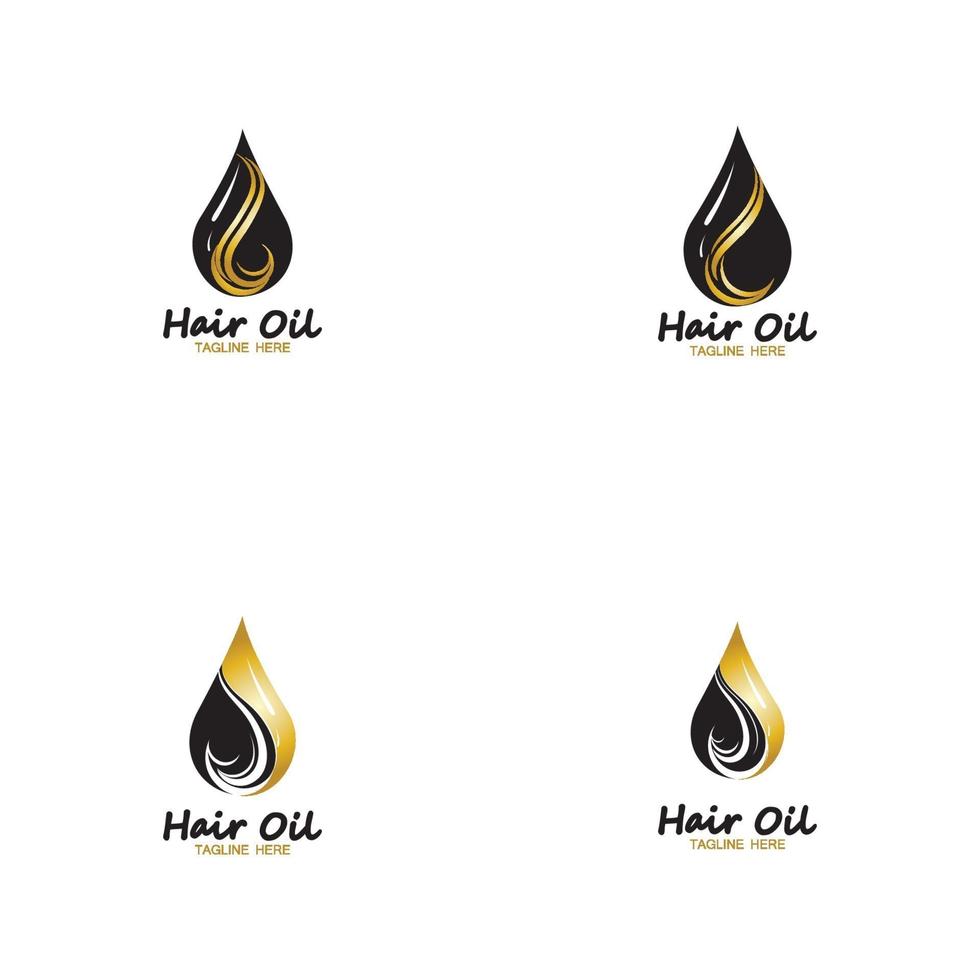 hair oil essential logo with drop oil and hair logo symbol-vector vector