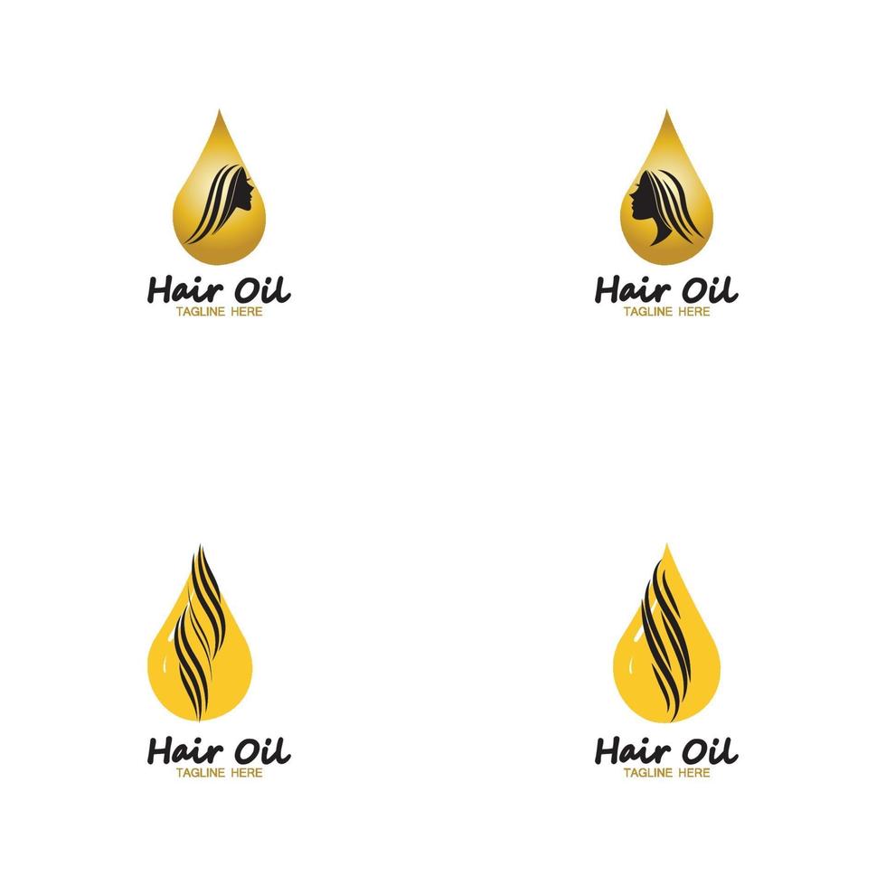 Logotipo esencial de aceite para el cabello con gota de aceite y símbolo-vector del logotipo del cabello vector
